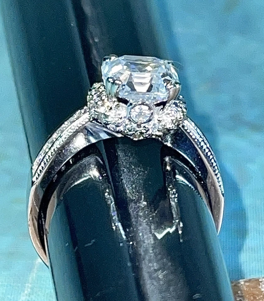 Anillo de compromiso Tacori estilo circonita cúbica audaz QVC talla 8 nuevo sin etiquetas Foto 3 de 4