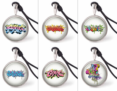 Graffiti Designs Necklace Pendants Pewter Silver Jewelry JNP