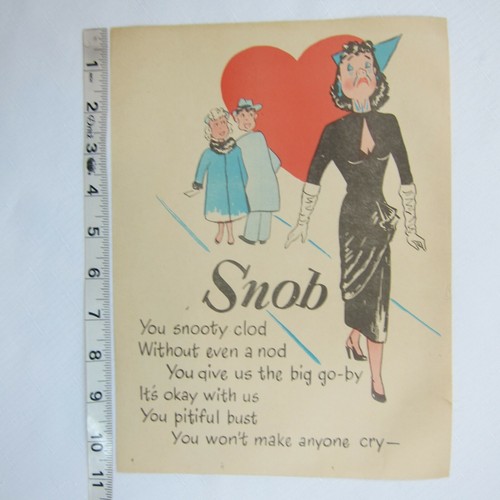 Vintage Vinegar Valentine Snob Penny Dreadful Sarcasm Insult Poem Ephemera 8x10 - Picture 5 of 12