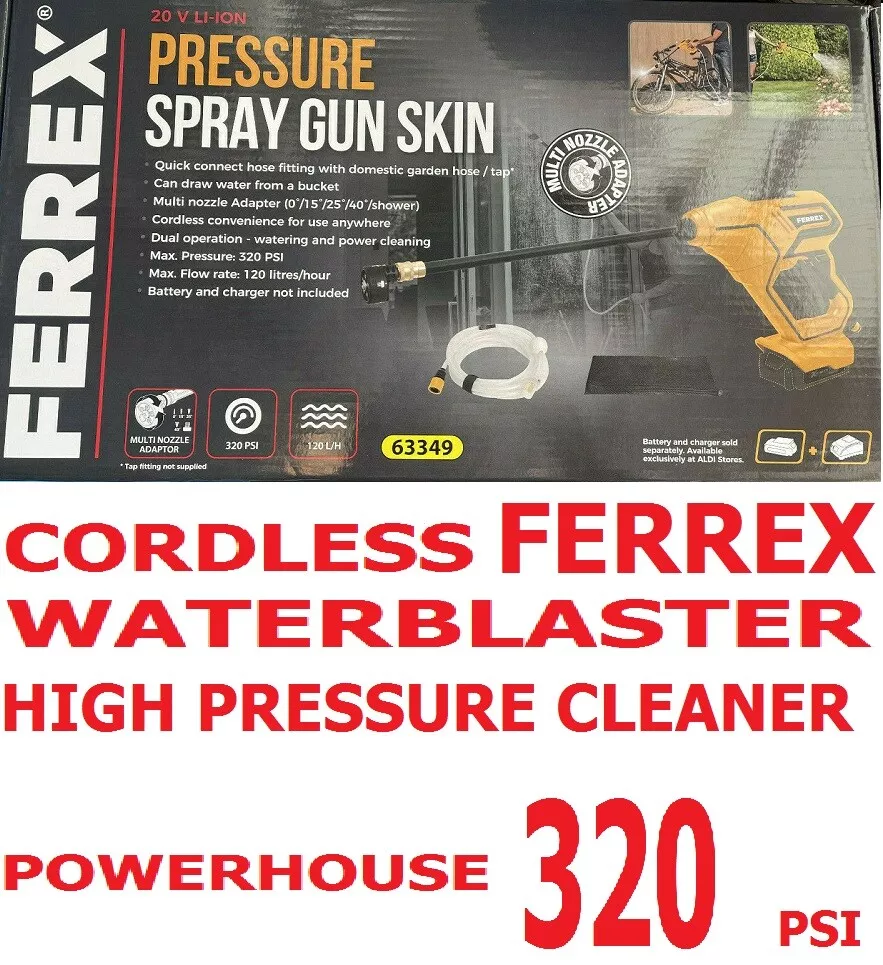 QUALITY CORDLESS 20V SKIN FERREX 320PSI PRESSURE WATER SPRAY GUN