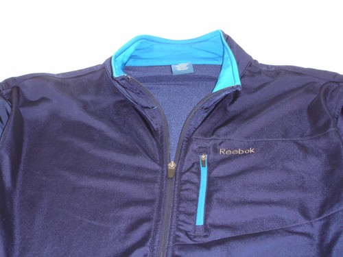 REEBOK HERREN Gr. XXL DUNKELBLAU HELLBLAU GESTREIFT FULL ZIP TRACK TOP - Bild 3 von 6