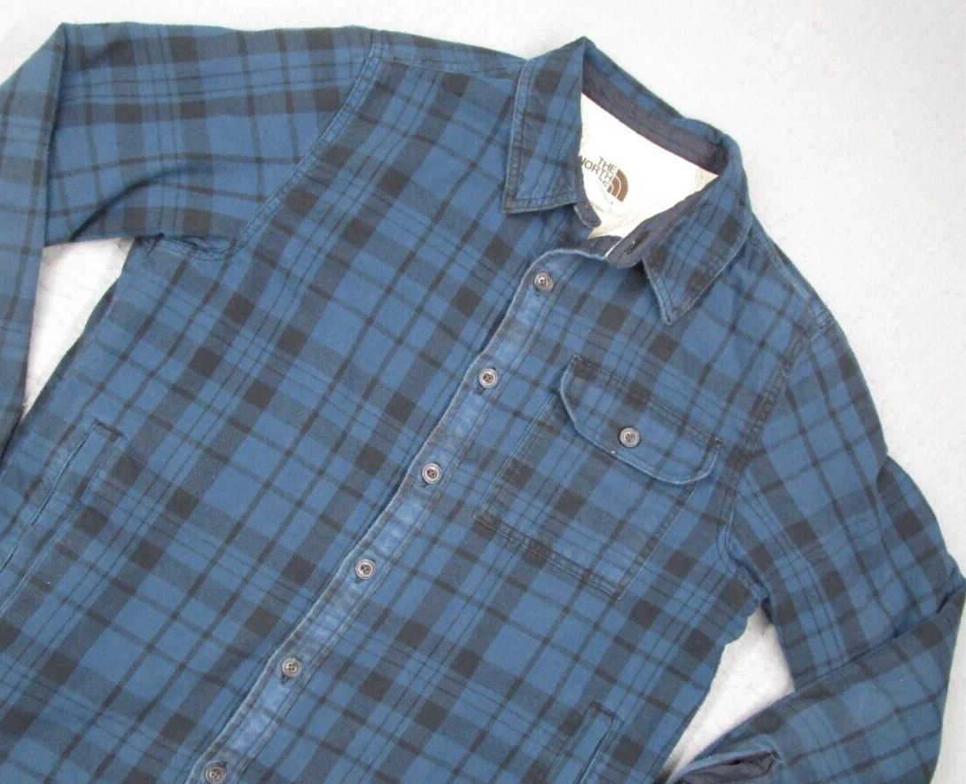 north-face campshire flannel button up sherpa lined jacket