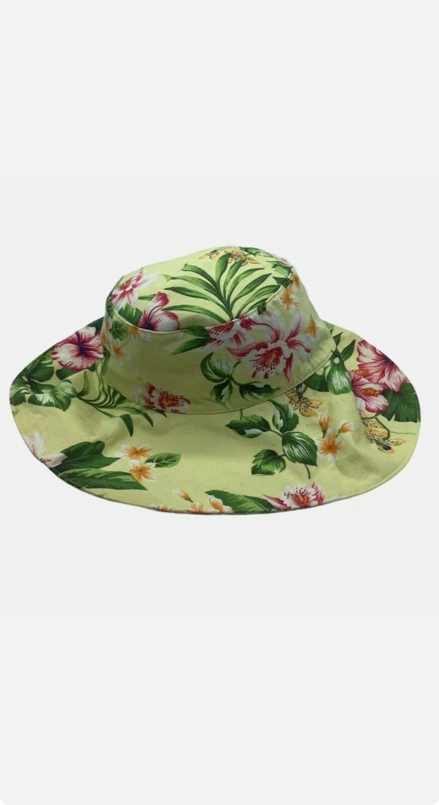 Jantzen Wide Brim Yellow Tropical Floppy Sun Hat~… - image 9