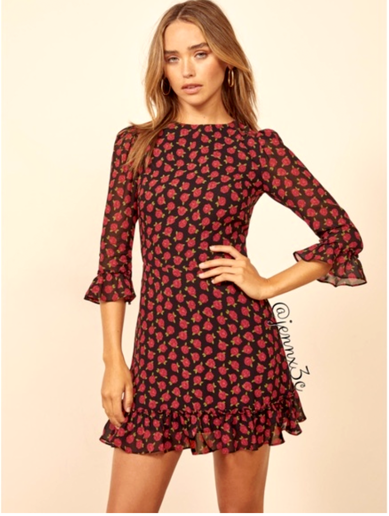 red roses mini dress It Girl Rose-Flower Corset Mini Dress Mermaid Way, Red / L