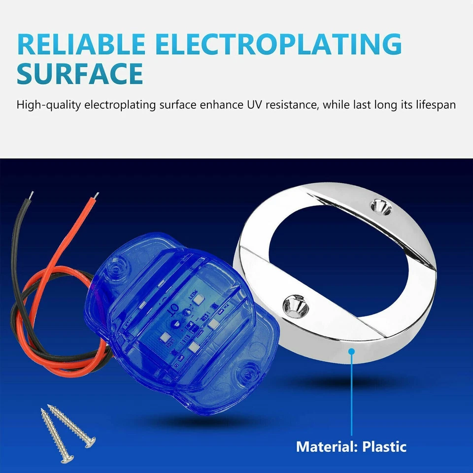 6X Luces LED redondas de popa para barco marino azul cubierta de cabina luz de cortesía impermeable Foto 3 de 4