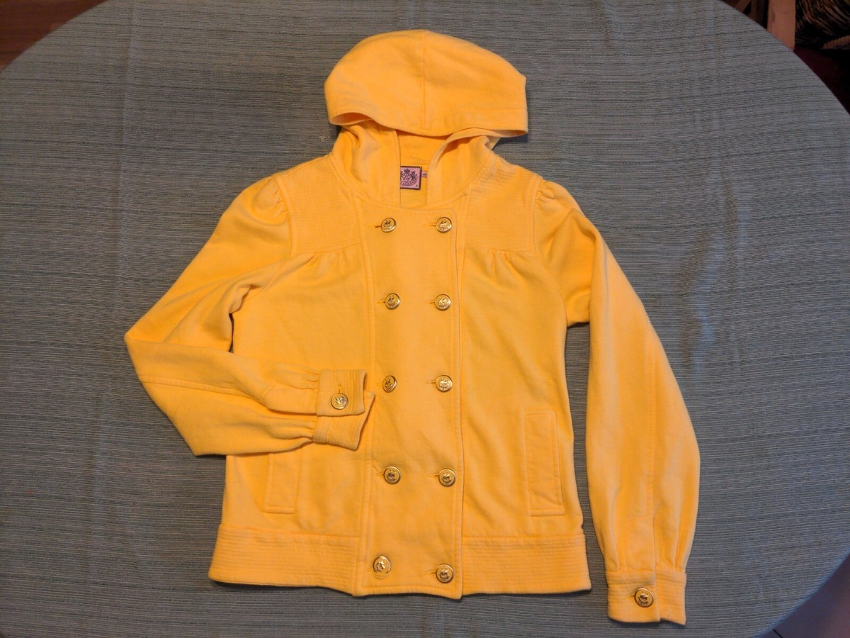 Juicy Couture Buttons Up Medium Size Yellow Hoodie Very Nice