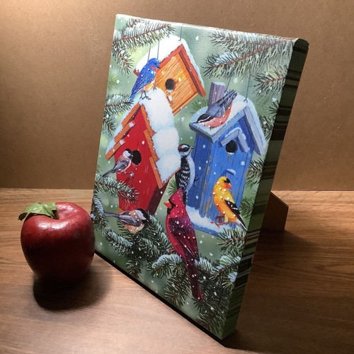 LED Light Up Canvas Print w/6 Batteries Winter Birds Wall Or Table Art SEE VIDEO - Picture 14 of 22