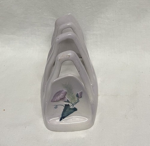 CARLTON WARE PINTADO A MANO PÚRPURA CONVOLVULUS ESTANTE PARA TOSTADAS CUATRO REBANADAS