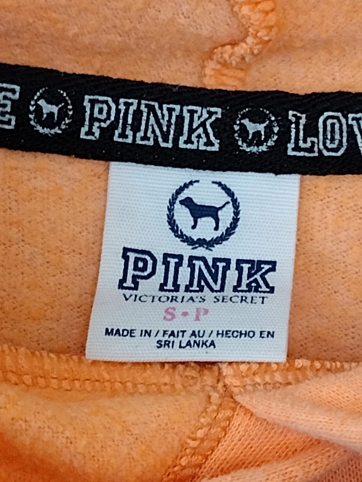 UNDERCOVER Felpa con cappuccio Victorias Secret nera amore rosa logo S arancione con tasche