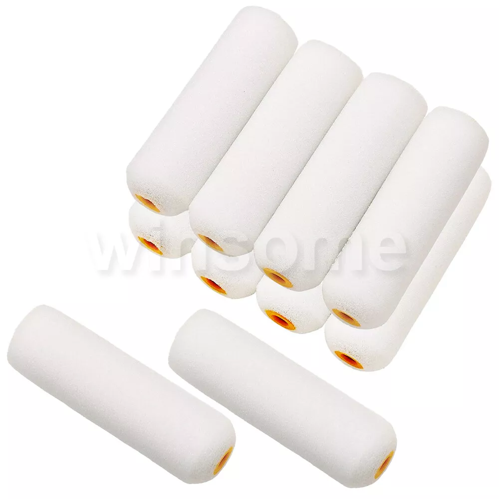 Mini Paint Foam Roller Set 10 Pcs Brush work Decorating Painting 4 / 100mm  Wide