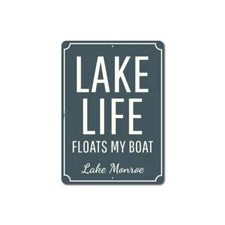 Custom Lake Life Sign Floats My Boat Personalized Lake Lover Saying Plaque Decor