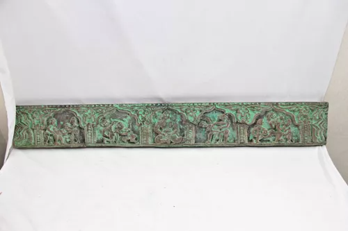 Vintage tief handgeschnitzte Holzwandhängeplatte mit Kamasutra Motiv 36"L P4 - Bild 15 von 24