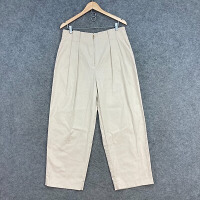 Sandro Paris Pants Trousers Womens 42 AU 14-16 Beige Straight Ankle Pocket 29133