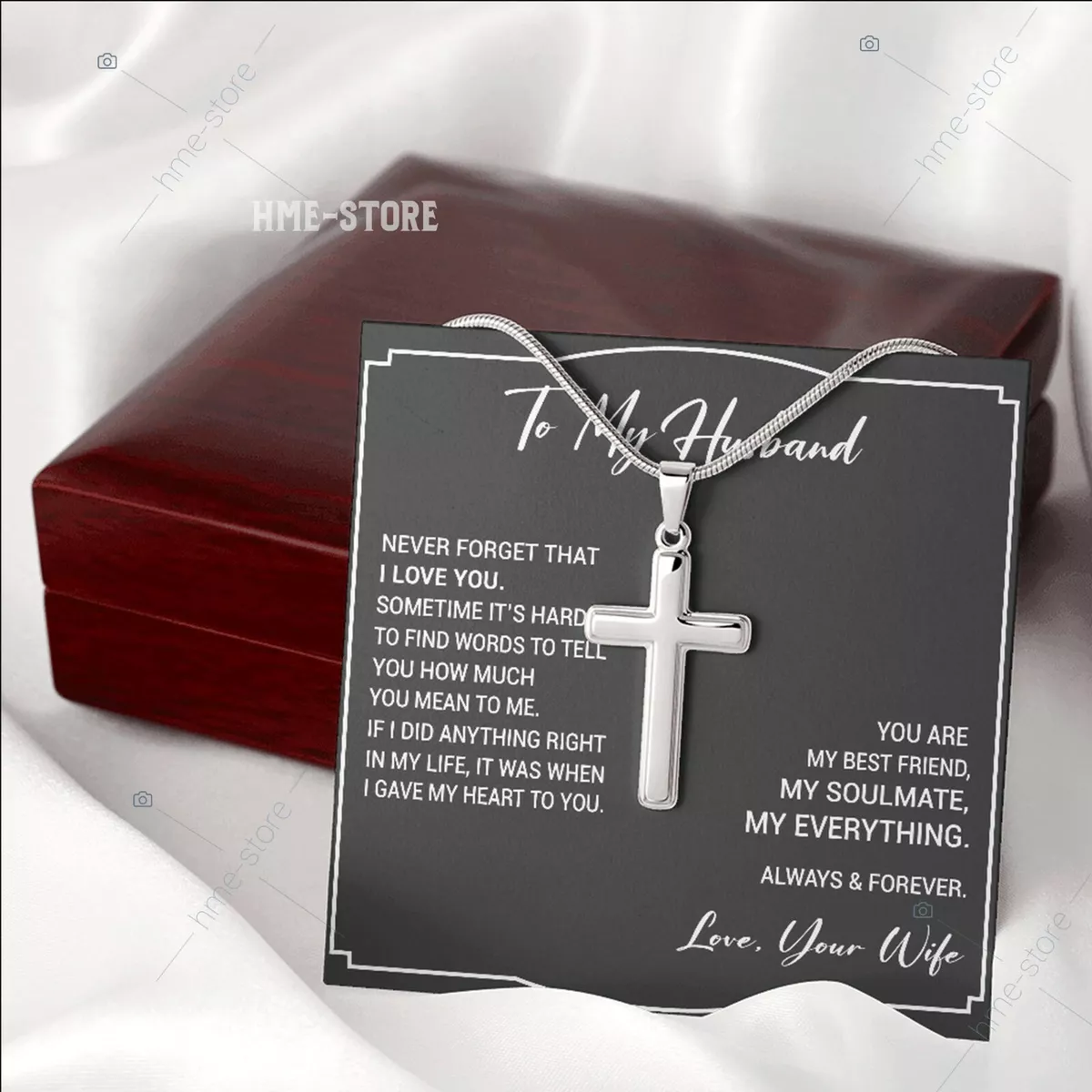 To My Husband Cross Necklace Christian Jewelry Men Anniversary Gifts From Wife