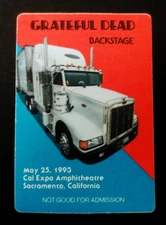 Grateful Dead Backstage Pass Cal Expo '93 Sacramento CA 5/25/93 5/25/1993 Truck