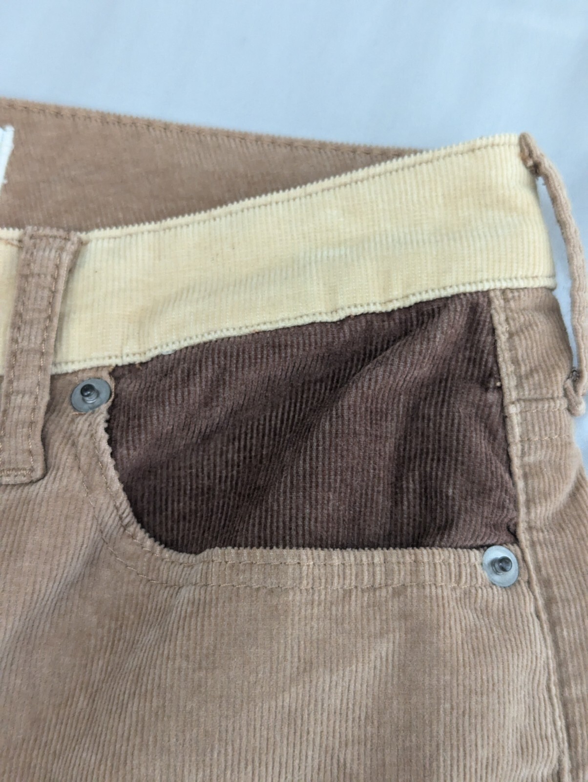 Social Tourist Brown Patchwork Flared Corduroy Wo… - image 10