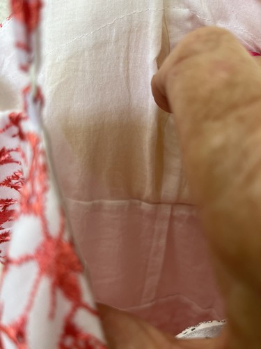 SUE WONG Floral Embroidered DRESS 34”Spaghetti Strap coral White Fit Flare MINT - Picture 7 of 12