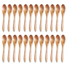 12/24Pcs- Wooden Kitchen Spoons Baking Mixing Serving Craft Utensils Bulk Oval