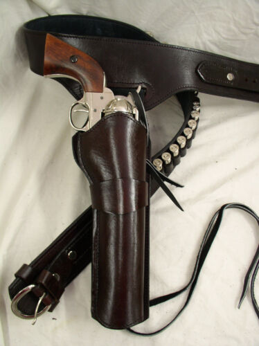 44 Magnum Ruger Redhawk Anaconda S&W 29 629 Western Leather Gun Holster Belt - Picture 1 of 7