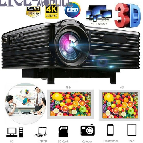 1080P Tragbarer Mini LED Projektor HD 3D Video Heimkino Kino Multimedia B2A - Bild 3 von 10