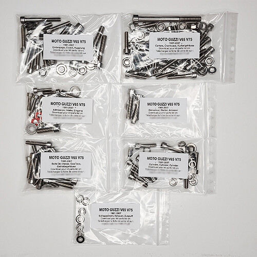 Kit vis inox BTR pour moteur Moto Guzzi 750 Nevada de 1991 à 2003