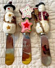 SET OF 3 CHRISTMAS HOLIDAY SPREADERS SNOWMAN COOKIES BUTTER CHEESE