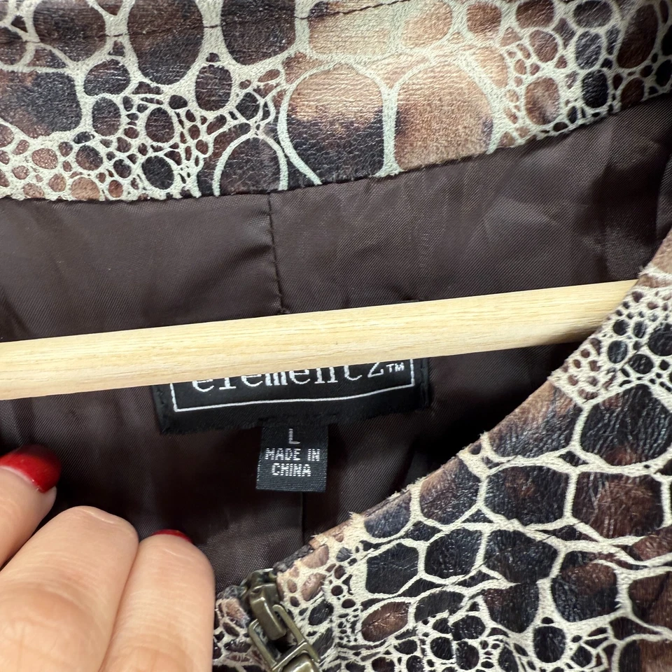 Elementz Jacket Women L Large Black Animal Print Full Zip Long Sleeve Lined - Image 3 of 4