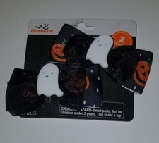 NEW Halloween Hair Bow Clips set of 2 Ghosts Jack-O-Lantern Costume Accessory
