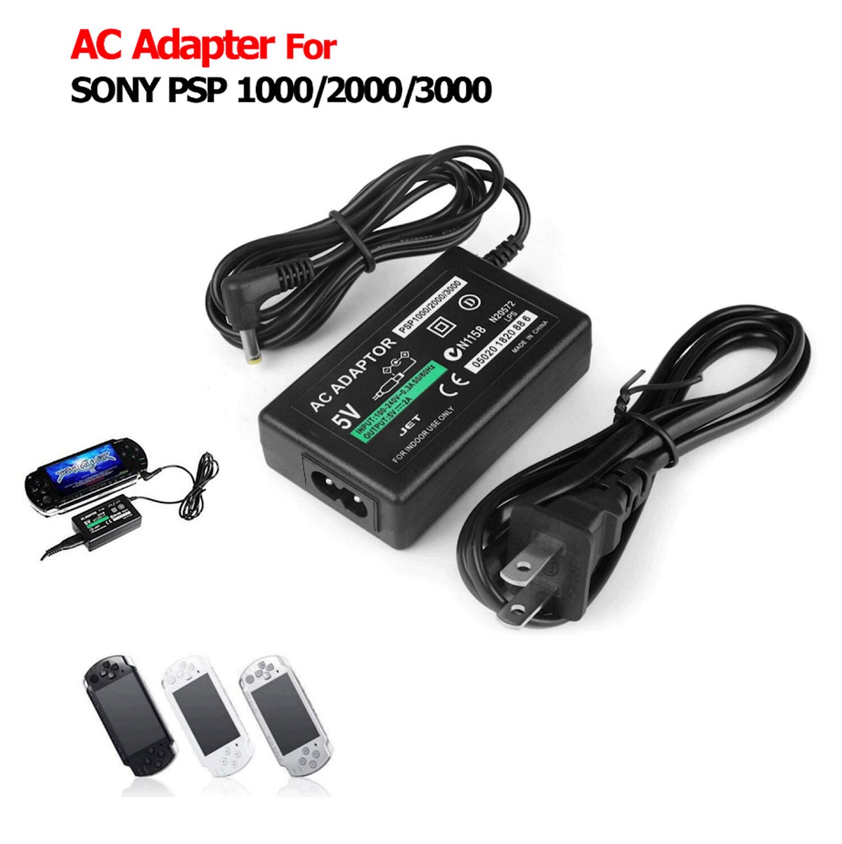 PSP 3000 充電器付。 Sony Playstation PSP Wall Charger AC Adapter OEM GENUINE Cord 1000