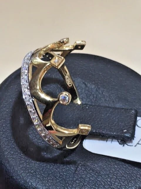 Anello Corona in oro giallo 750/00 (18kt). E zirconica cubica - Immagine 4 di 4