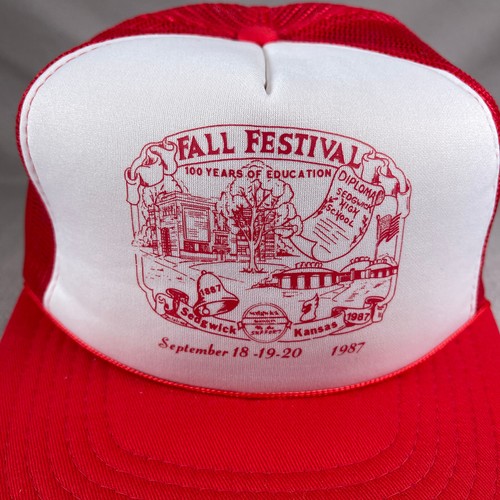 Sombrero Sedgwick Festival de Otoño Para Hombres Talla Única Rojo Trucker Cap Birdie Kansas De Colección - Imagen 5 de 10