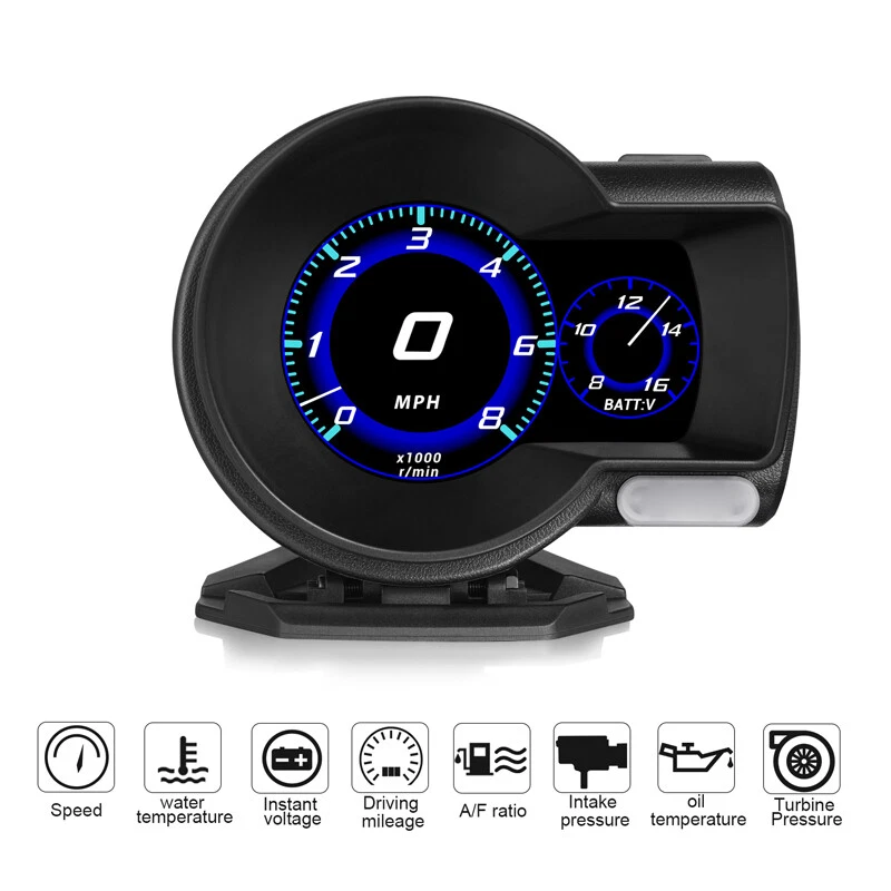 Medidor multifunción HUD Head-Up 6 tipos de pantalla Boost herramienta de escaneo de datos para automóvil OBD2 Foto 4 de 4
