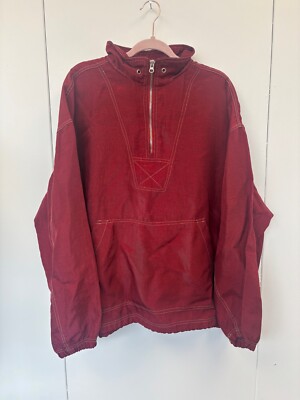 Vintage 90s Old Navy Mens Packable Anorak Hooded Windbreaker Red Jacket Large