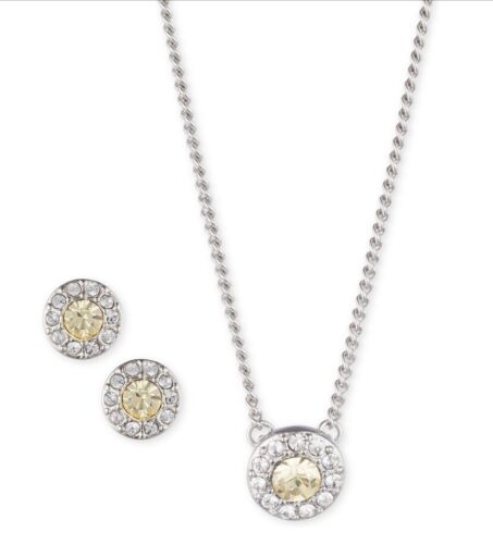 $48 GIVENCHY  yellow  STONE NECKLACE & STUD EARRINGS #301 - Afbeelding 1 van 5