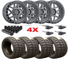 Black Rhino Grey Black Rims Tires 35125018 M/T Set Fits Jeep Wrangler Gladiator