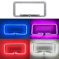 12V Universal For Car SUV Trucks Neon License Plate Frame Cover Purple Red White