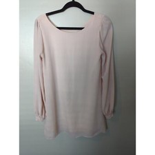 Lulu's Pink Rose Sheer Long Sleeve Mini Shift Dress XS