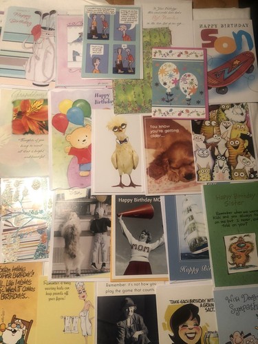 Pack/LOT of 25 Brand New Various Birthday Cards w/ Envelopes - Incredible value - Picture 3 of 12