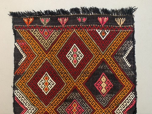 Vintage Turkish Mini Kilim 78x50 cm Wool Small Kelim Runner, shabby Chic - Picture 4 of 5