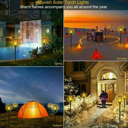 Lampada solare 33 LED illuminazione giardino luce solare lampada torcia lampada fiamma - Foto 12 di 19