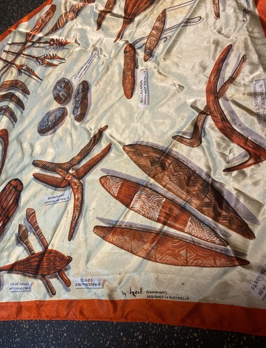 Vintage Australian Aborigines Weapons Handkerchief Scarf Designer Heil 27 x 27 - Picture 4 of 5