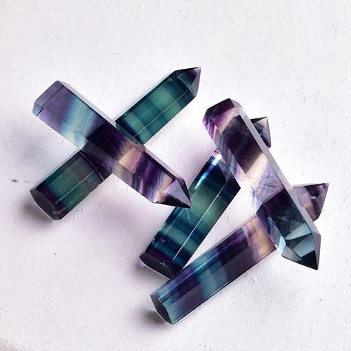 Natural Rainbow Fluorite Quartz Crystal Point Wand Healing Stone Obelisk Tower - Picture 19 of 45