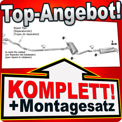 Auspuff für VW PASSAT B5 FL 1.9 TDI ohne KAT +Reparaturrohr Auspuffanlage