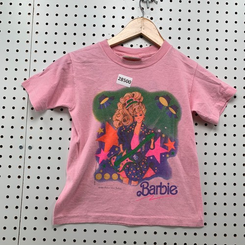 Vintage 90s Barbie Shirt Pink Single Stitch Kids Girls Medium USA Made 14X17.5