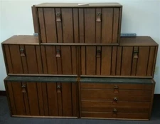 1960s Danish Modern Style Modular Walnut Wall Unit Drawers Cabinet 