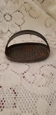 ANTIQUE PRIMITIVE TIN STRAP HANDLE OVAL HAND HELD GRATER ZESTER cheese