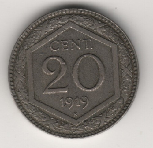 VITTORIO EMANUELE III 20 CENTESIMI ESAGONO 1919 BEN CONSERVATA #MI26