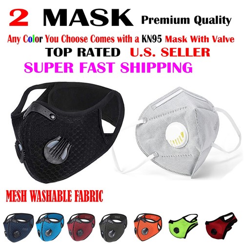 NEW style Cycling Face Mask With Active Carbon Filter Breathing Valves Reusable  - Picture 1 of 12
