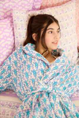 Roberta Roller Rabbit ビーチカバーアップ　ロングワンピース New Roller Rabbit Lovely Monkey Cosmo Robe Turquoise Cotton