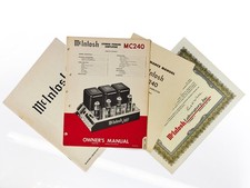 MCINTOSH MC240 MANUALS Warranty Card  Schematics MORE Original Vintage Hi-Fi